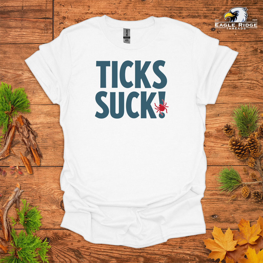 Ticks Suck! • Hiking T-shirt • Bold Outdoor Graphic