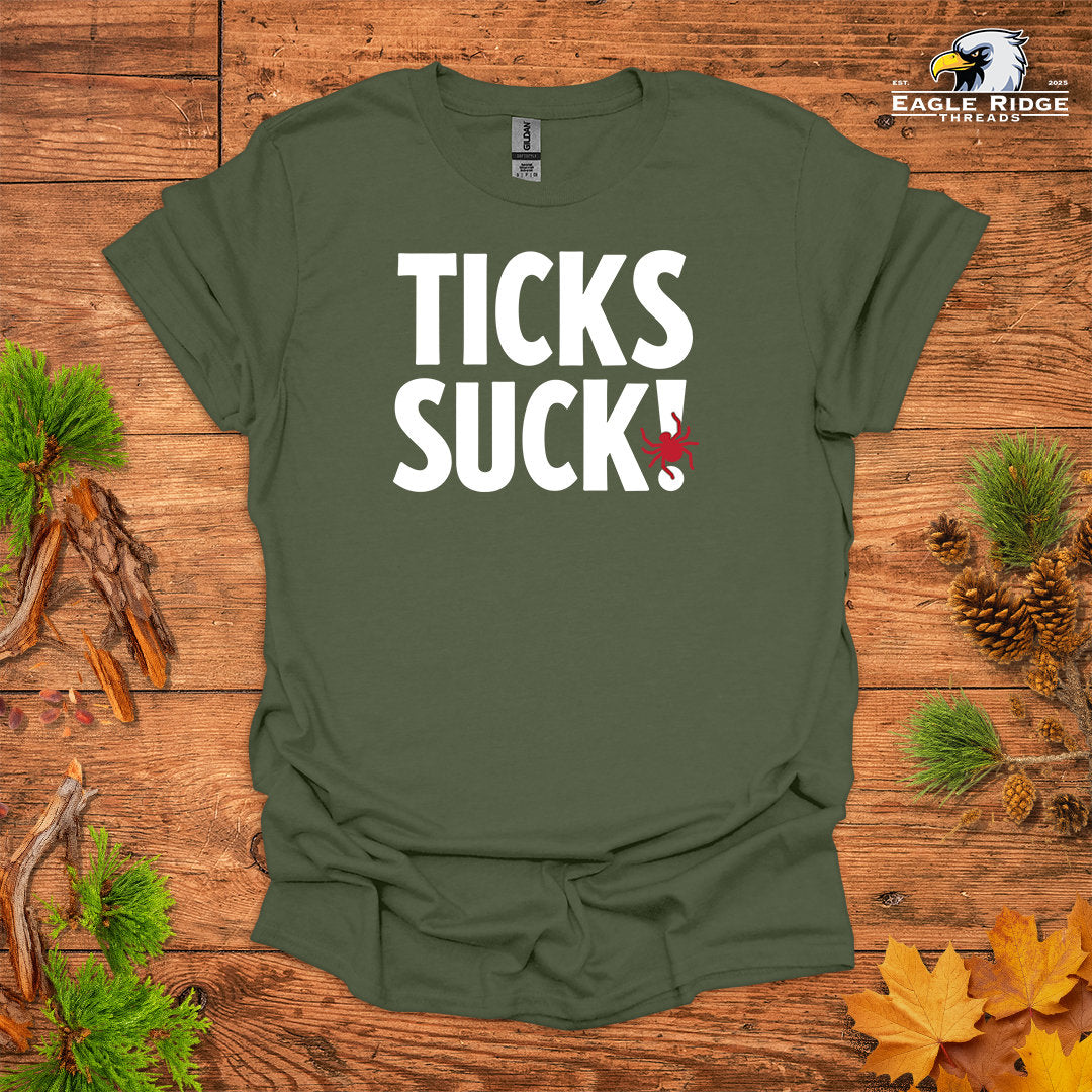 Ticks Suck! • Hiking T-shirt • Bold Outdoor Graphic