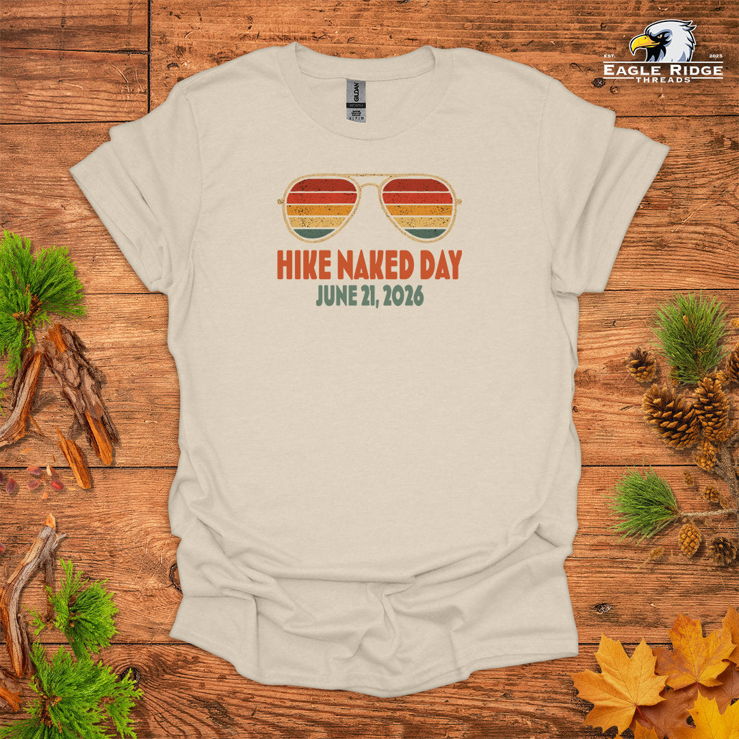 Hike Naked Day June 21, 2026 • Hiking T-shirt – Retro Sunglasses Graphic