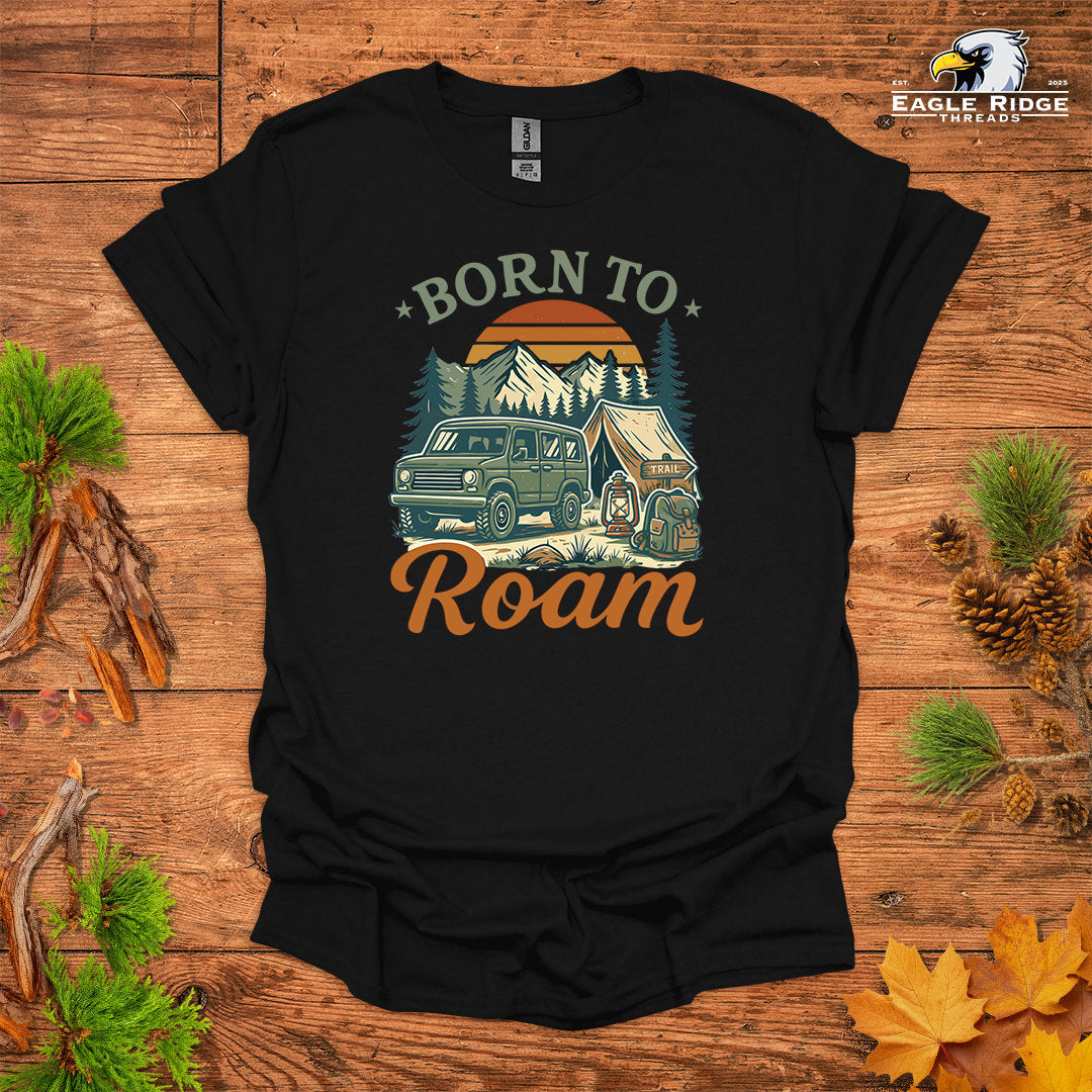 Born To Roam • Hiking T-shirt • Vintage Camping Graphic