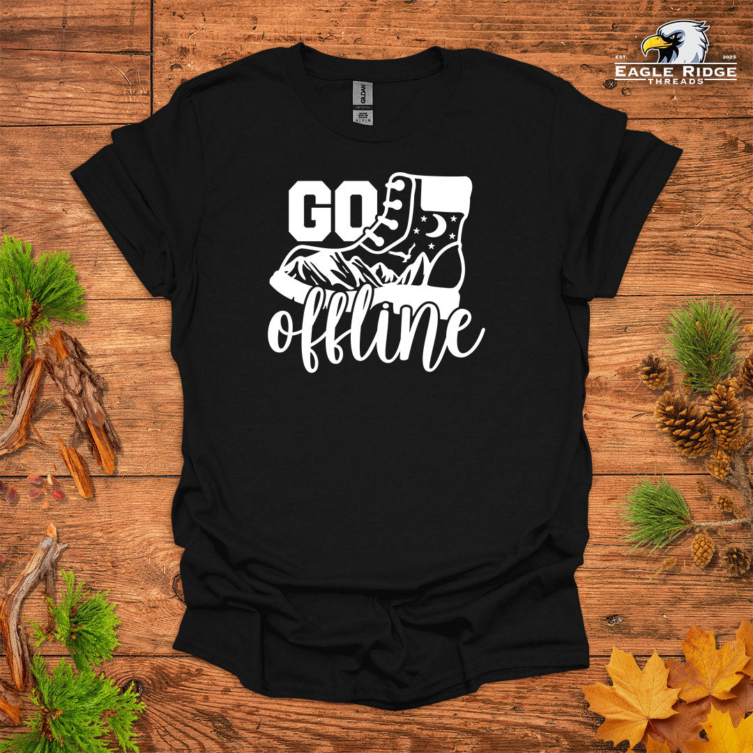 Go Offline • Hiking T-shirt • Mountain Boot Graphic