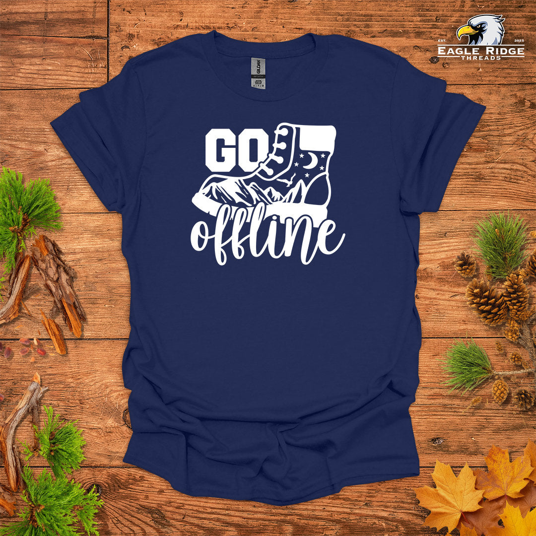 Go Offline • Hiking T-shirt • Mountain Boot Graphic