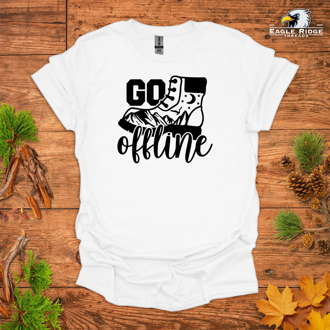 Go Offline • Hiking T-shirt • Mountain Boot Graphic