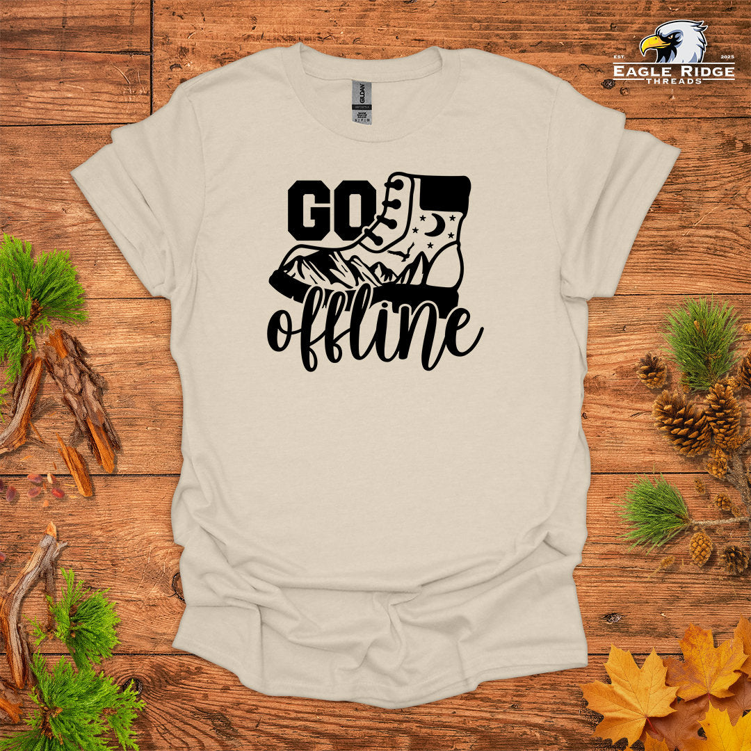 Go Offline • Hiking T-shirt • Mountain Boot Graphic