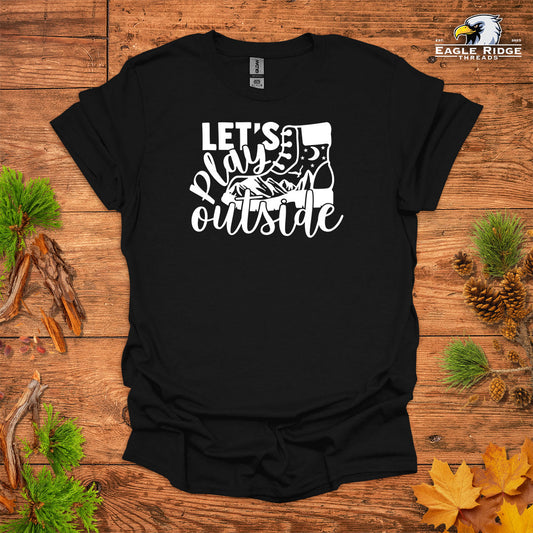 Let’s Play Outside • Hiking T-shirt • Mountain Boot Graphic