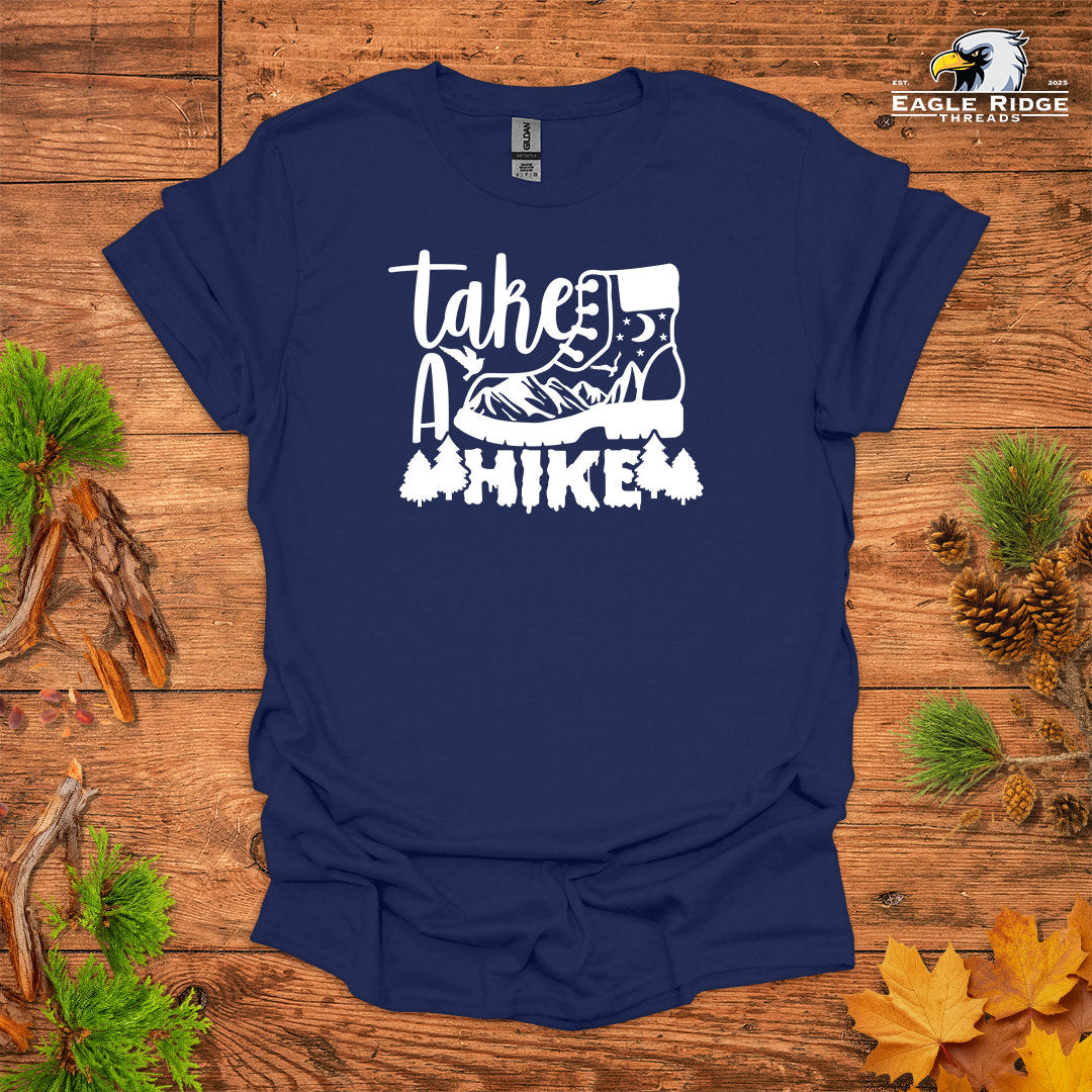Take A Hike • Hiking T-shirt • Mountain Boot Graphic