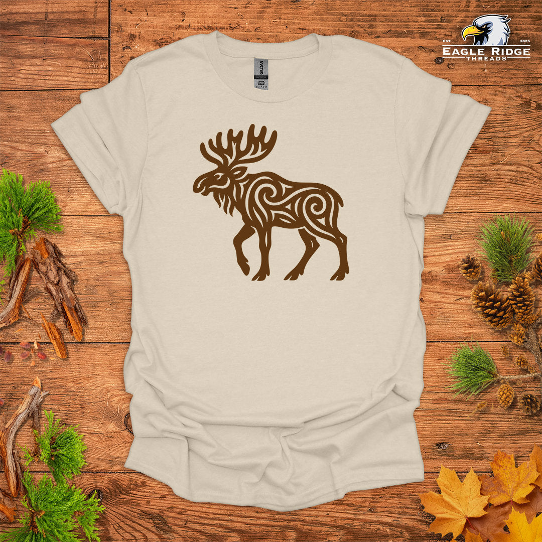 Tribal Moose • Hiking T-shirt • Nature-Inspired Design