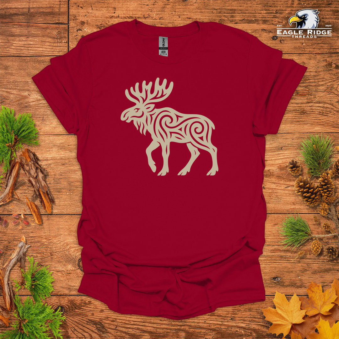 Tribal Moose • Hiking T-shirt • Nature-Inspired Design