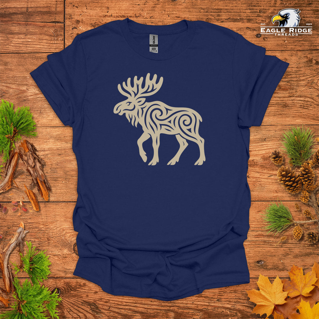 Tribal Moose • Hiking T-shirt • Nature-Inspired Design