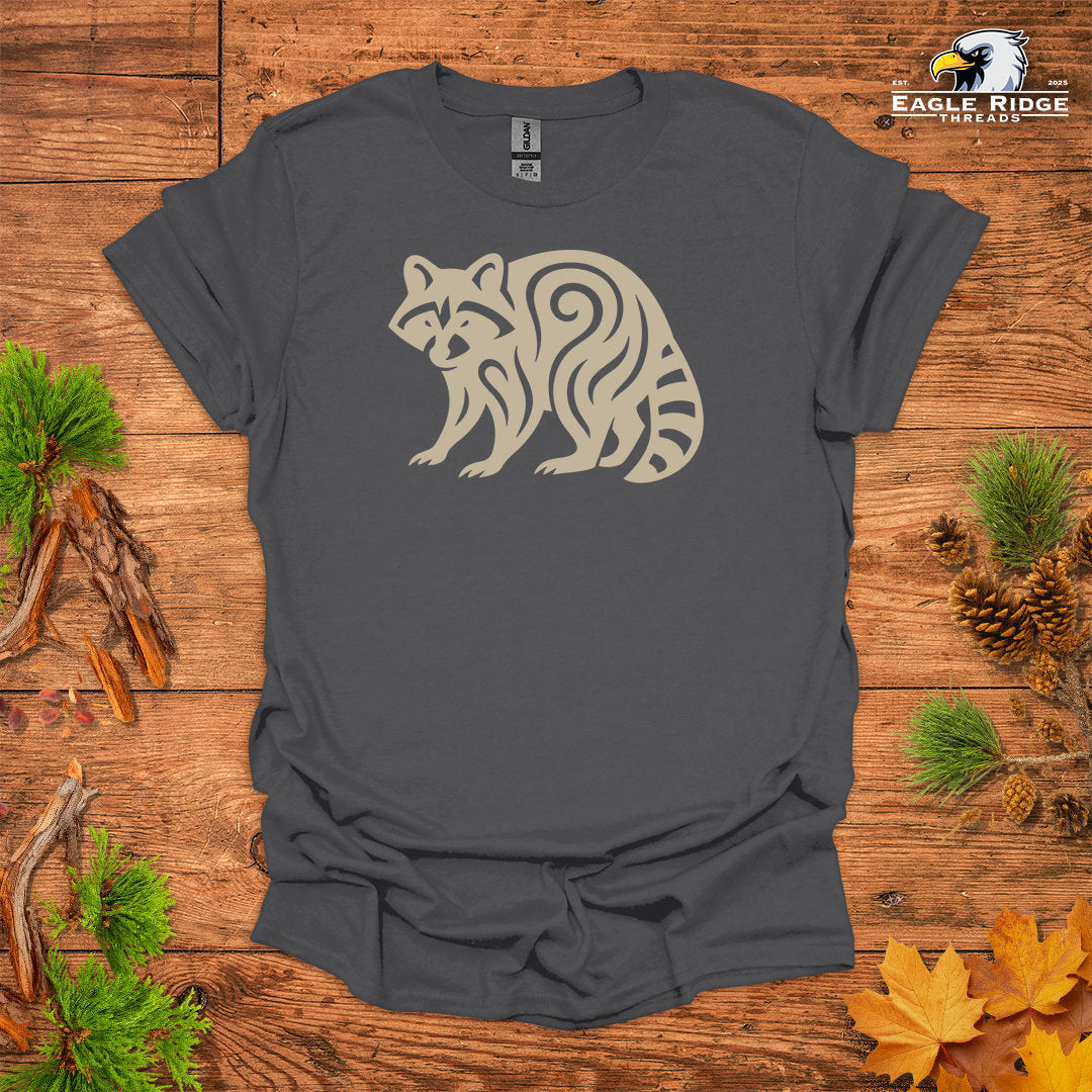 Tribal Raccoon • Hiking T-shirt • Nature-Inspired Design