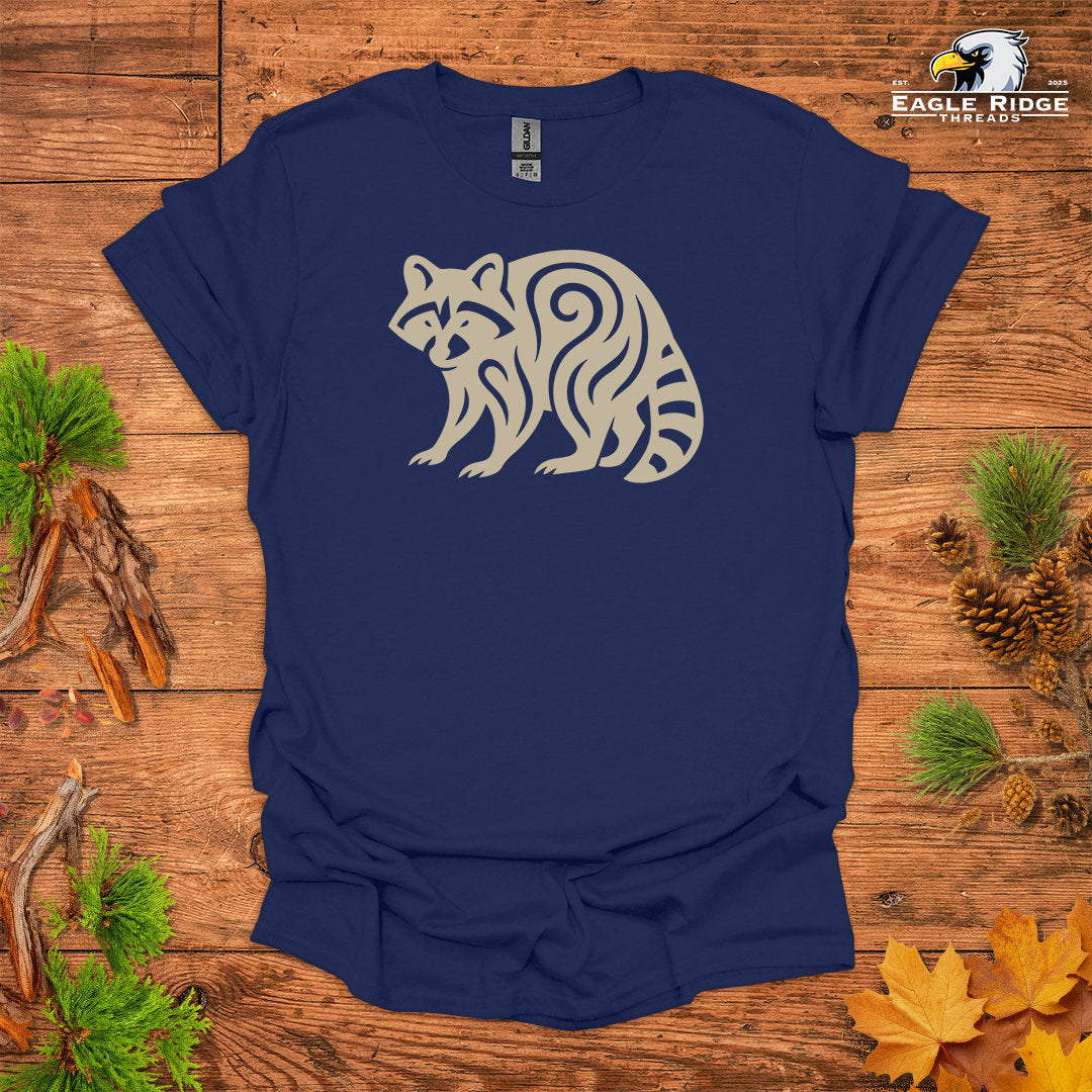 Tribal Raccoon • Hiking T-shirt • Nature-Inspired Design
