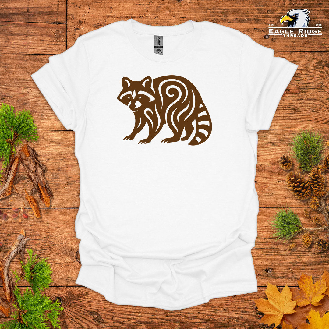 Tribal Raccoon • Hiking T-shirt • Nature-Inspired Design