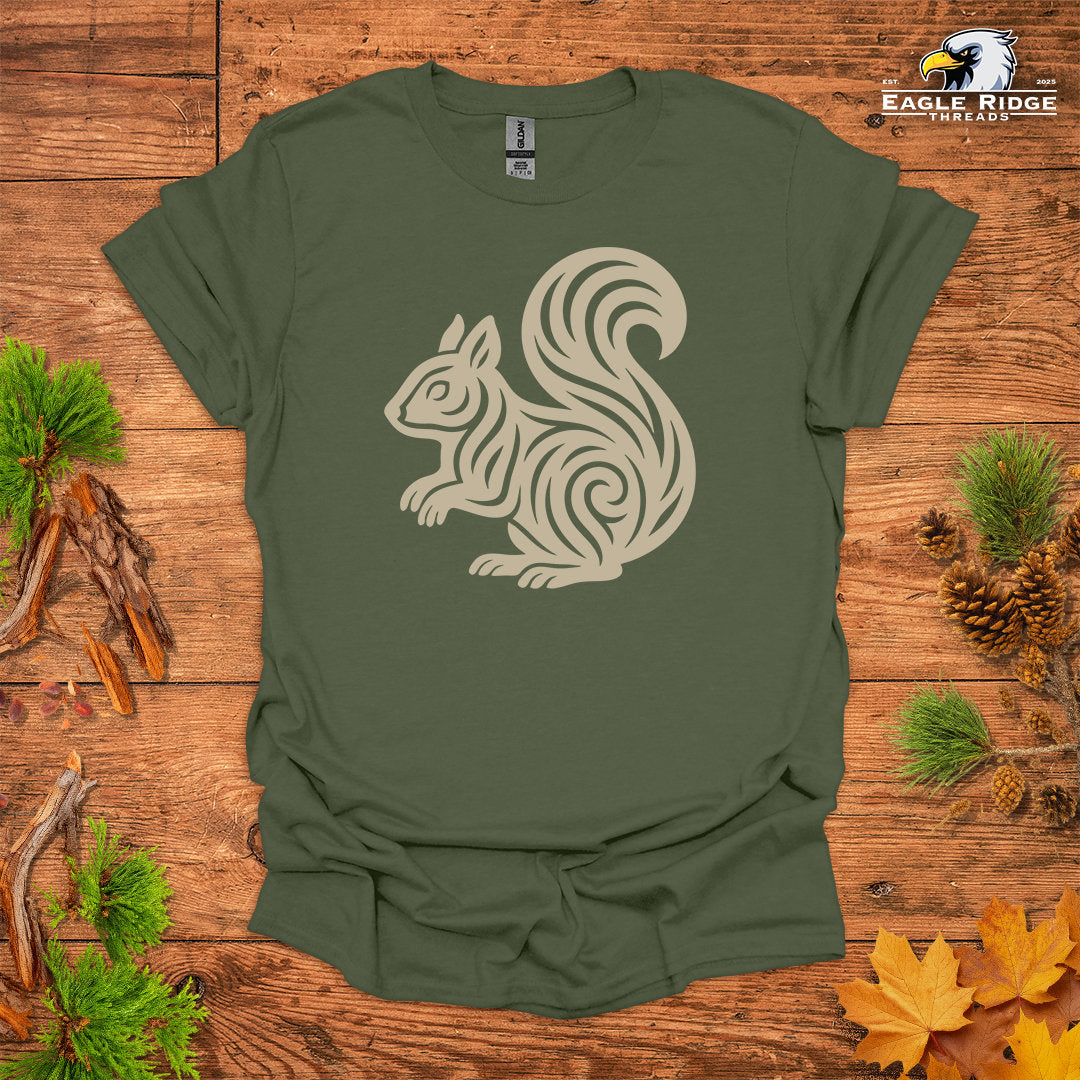 Tribal Squirrel • Hiking T-shirt • Nature-Inspired Design