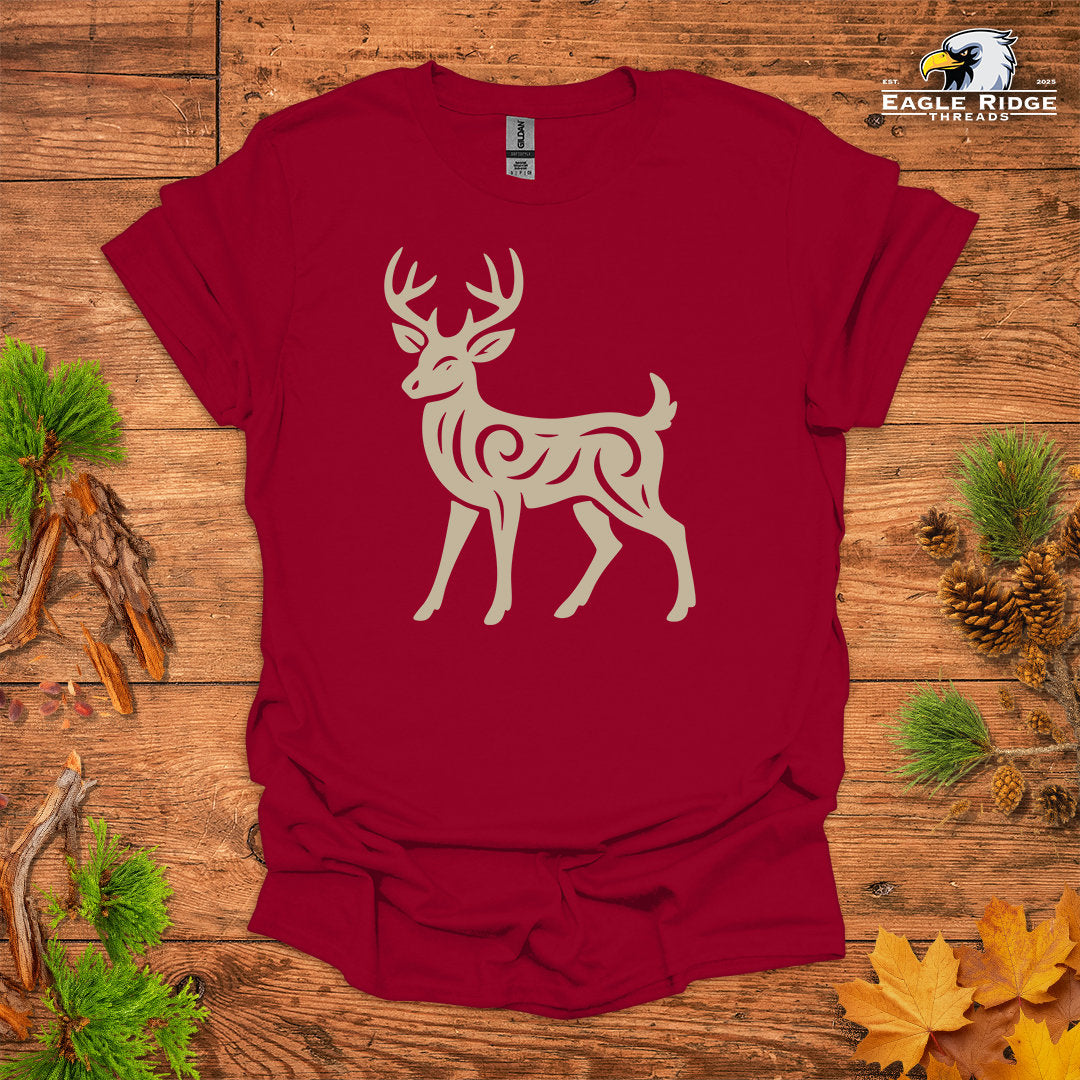 Tribal White-Tailed Deer • Hiking T-shirt • Nature-Inspired Design