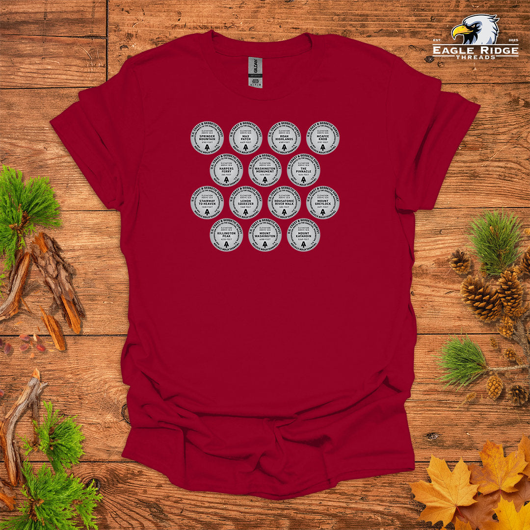 Appalachian Trail Survey Markers • Hiking T-shirt • Summit Badge Graphic