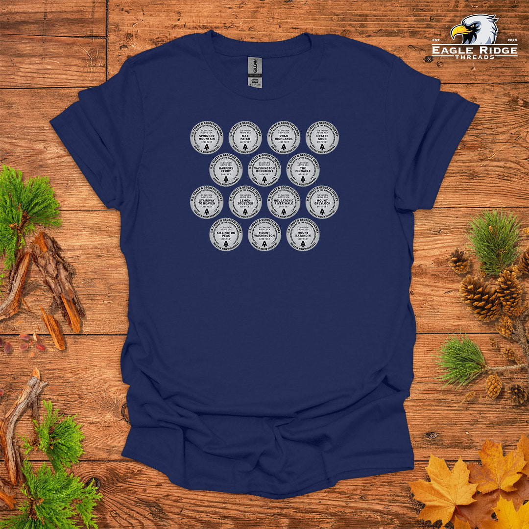 Appalachian Trail Survey Markers • Hiking T-shirt • Summit Badge Graphic