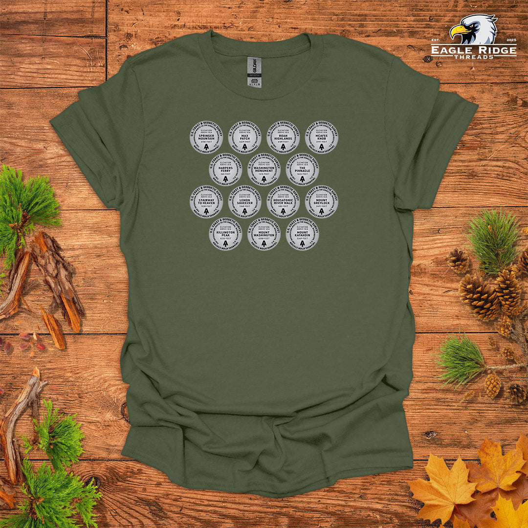 Appalachian Trail Survey Markers • Hiking T-shirt • Summit Badge Graphic
