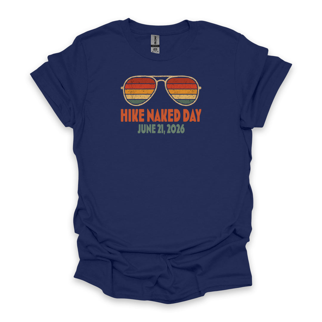 Hike Naked Day June 21, 2026 • Hiking T-shirt – Retro Sunglasses Graphic