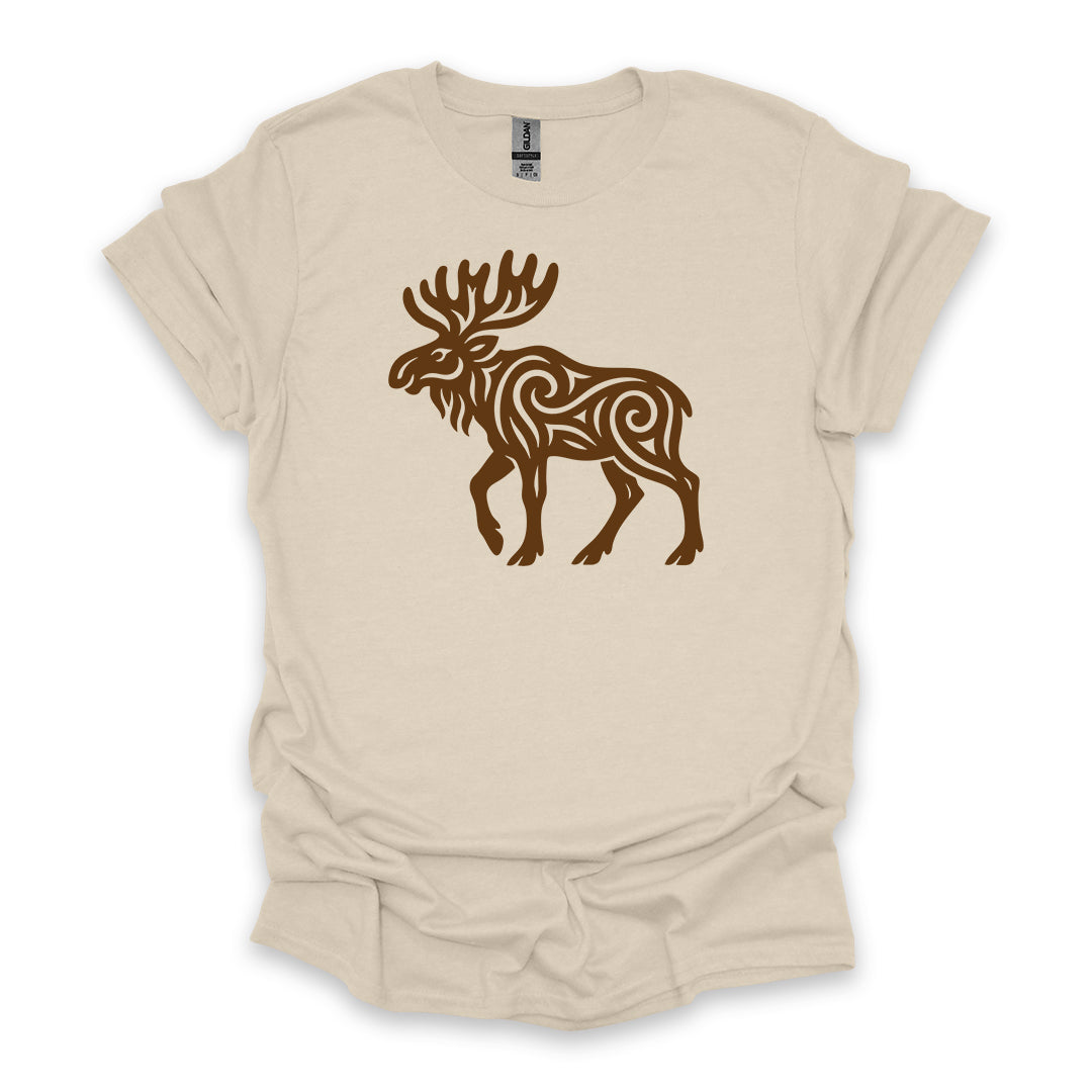 Tribal Moose • Hiking T-shirt • Nature-Inspired Design