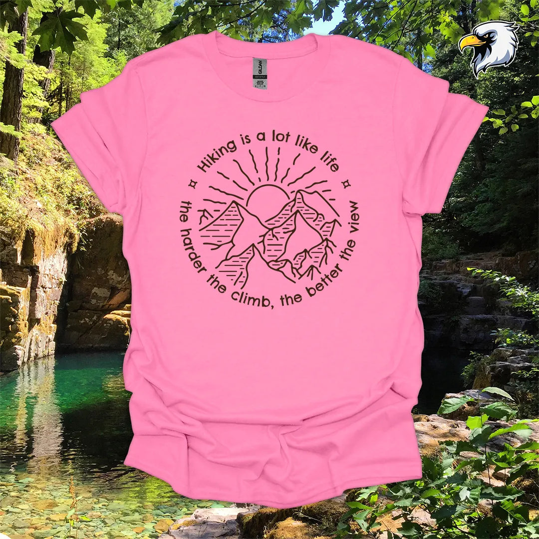 “Hiking is a lot like life…” Hiking T-Shirt – Mountain Line Art