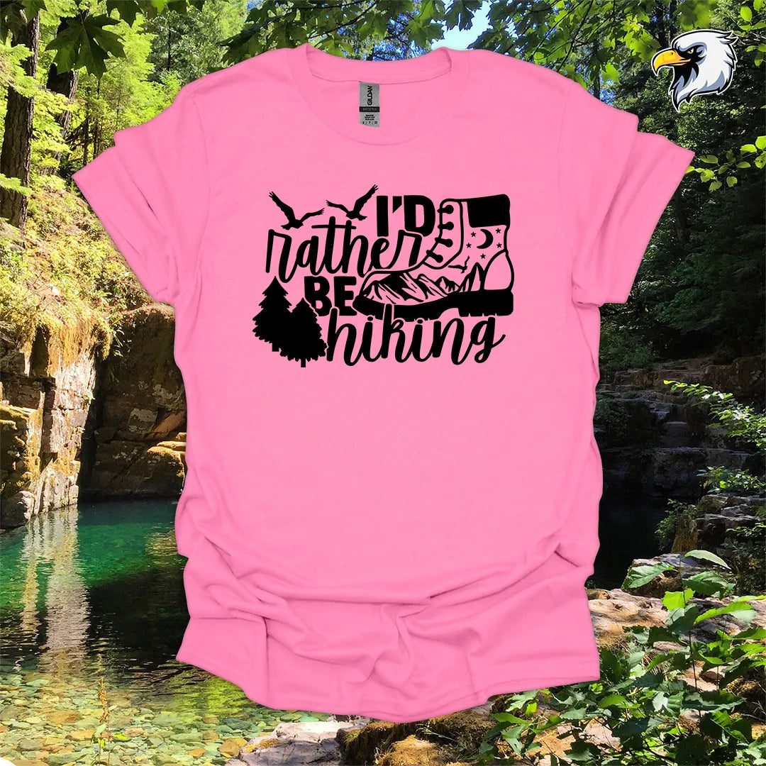 “I’d Rather Be Hiking” hiking t-shirt – Boot & Mountain Graphic