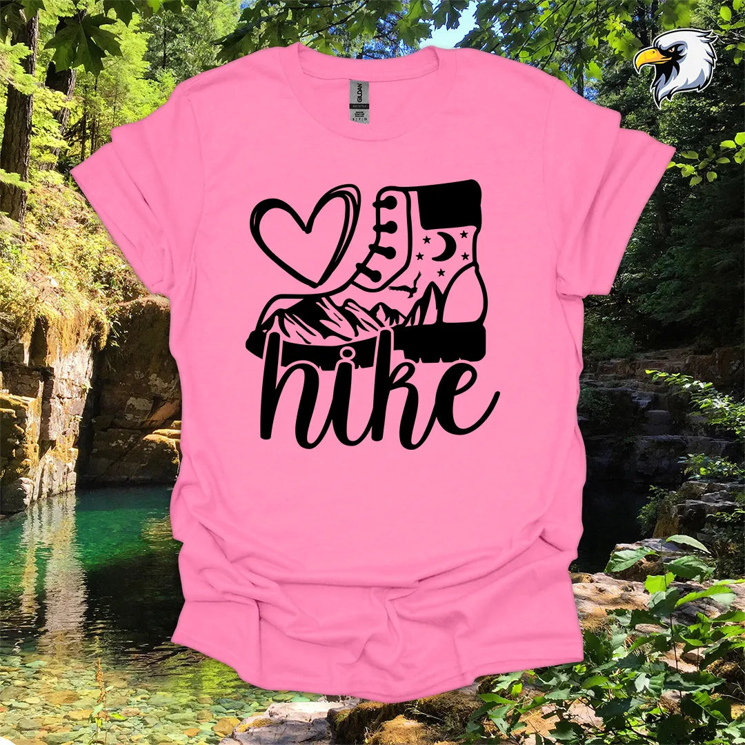 “Love Hike” hiking t-shirt – Boot and Mountain Graphic