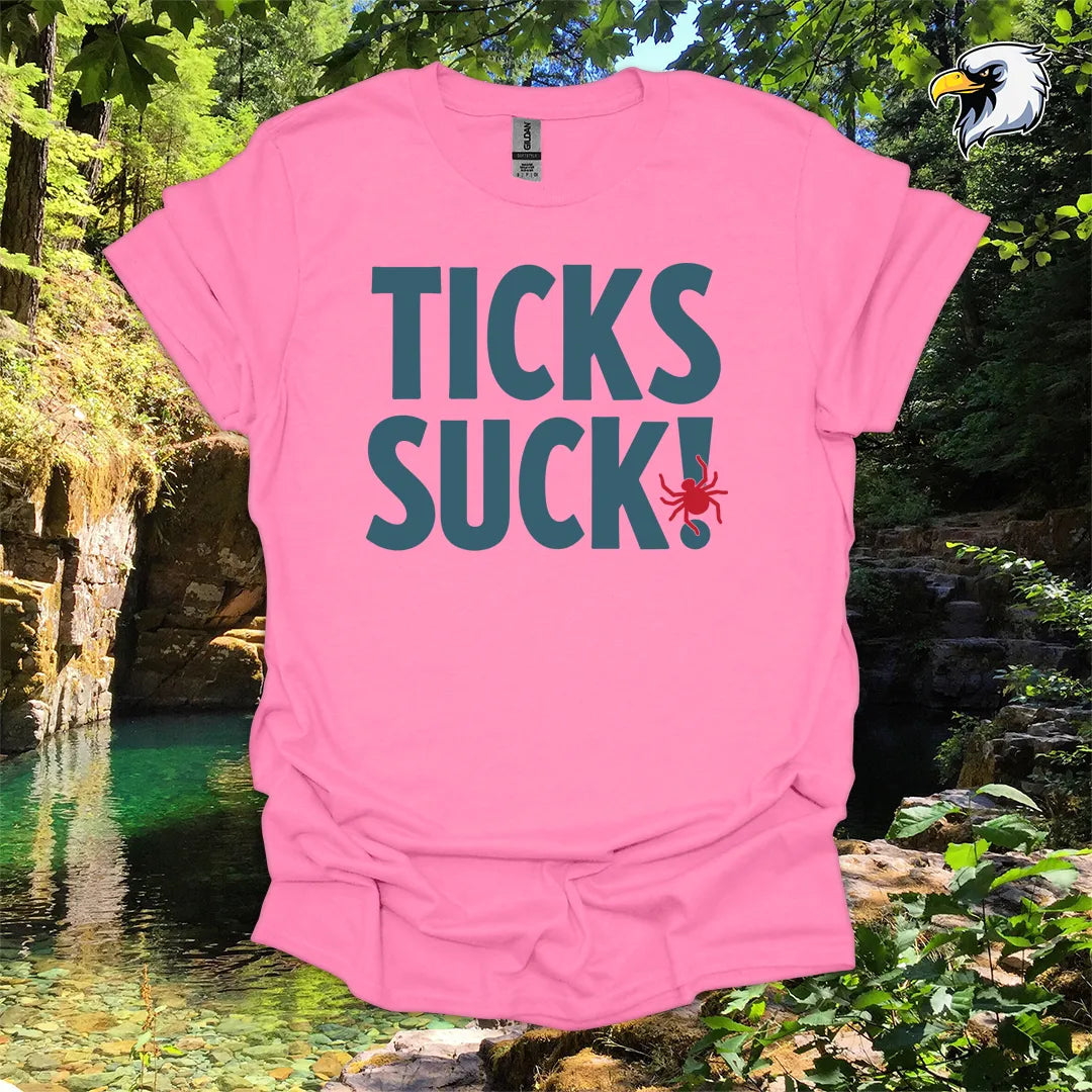 “Ticks Suck!” hiking t-shirt – Bold Outdoor Graphic