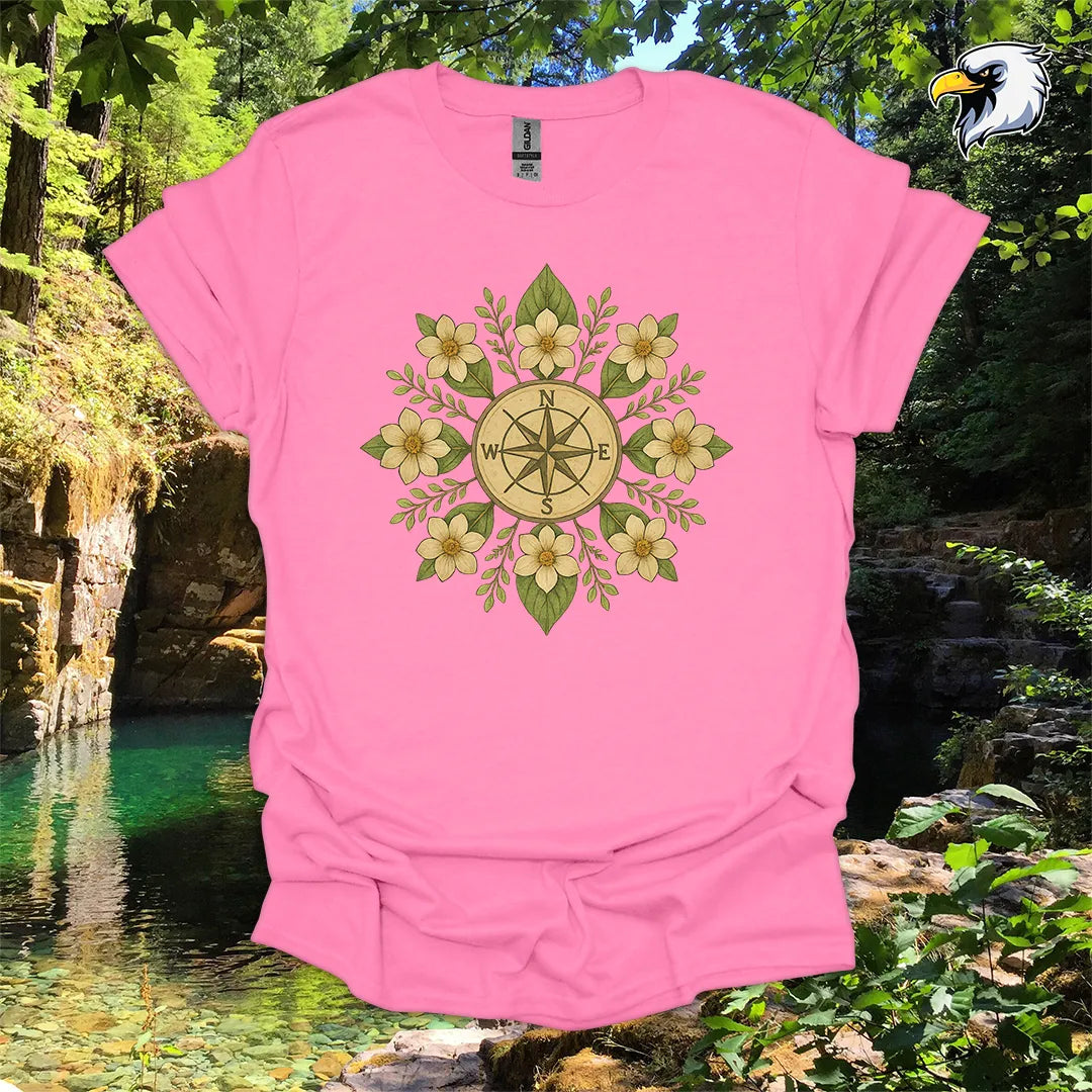 “Compass Rose” hiking t-shirt – Floral Mandala Design