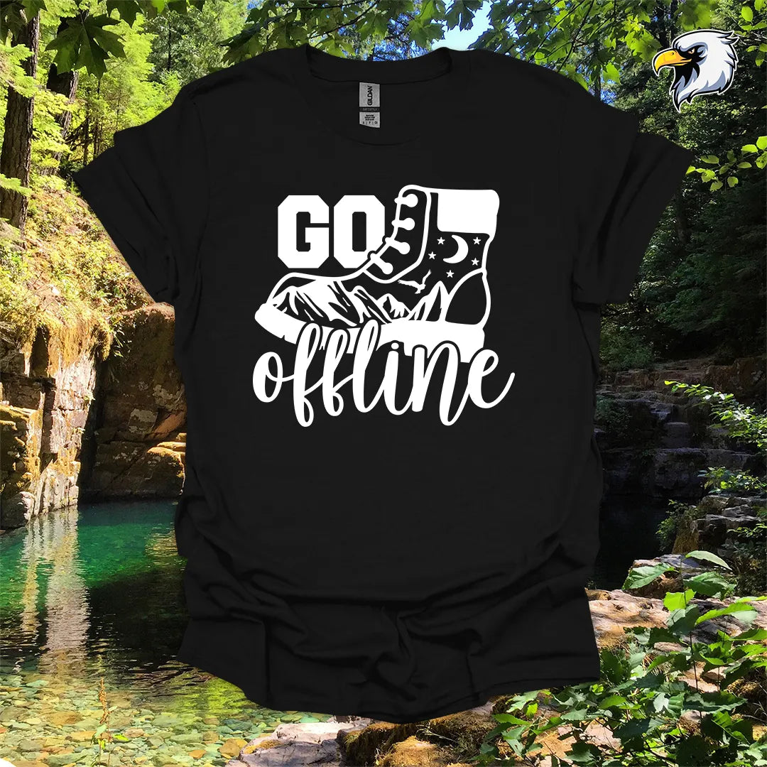 “Go Offline” hiking t-shirt – Boot and Mountain Graphic