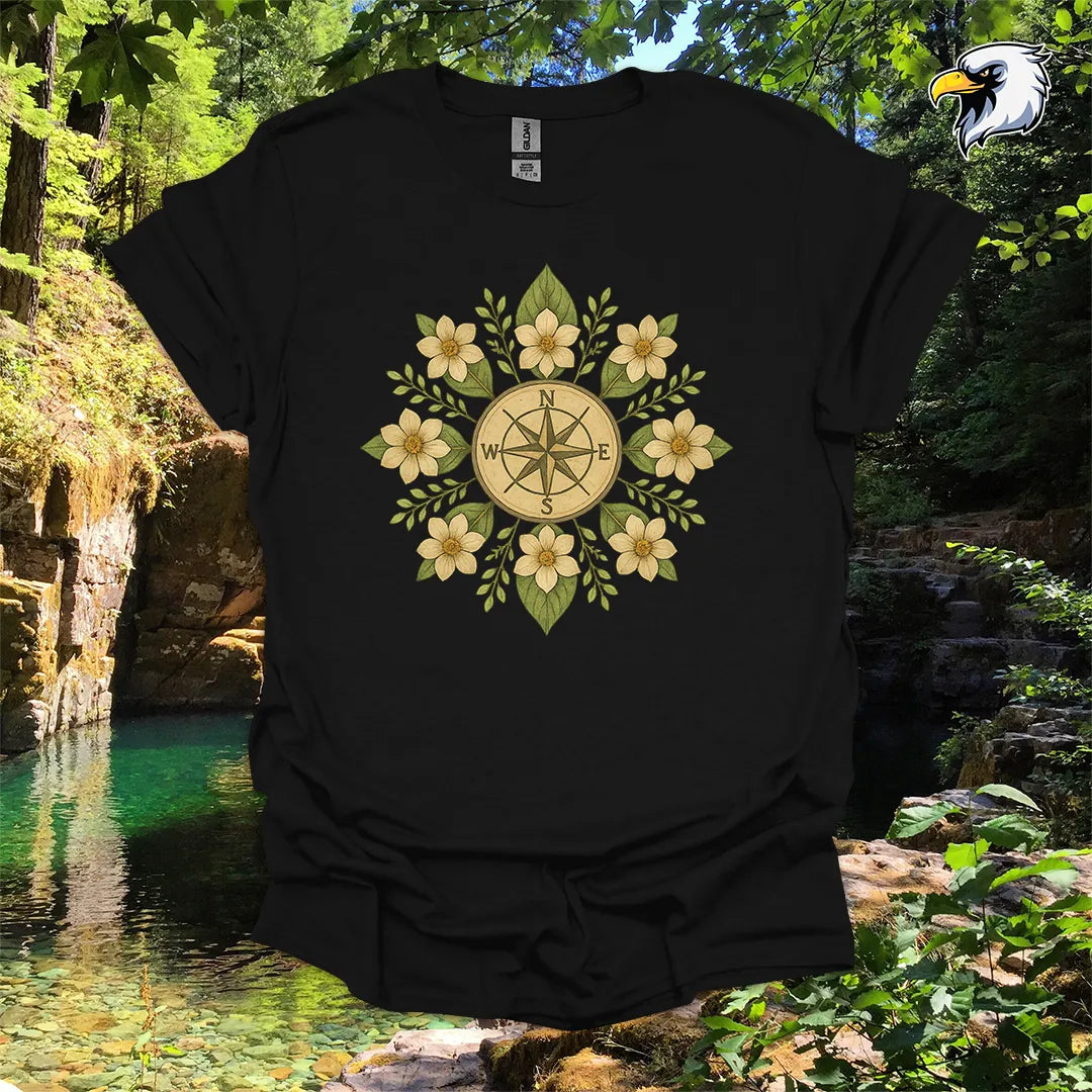“Compass Rose” hiking t-shirt – Floral Mandala Design