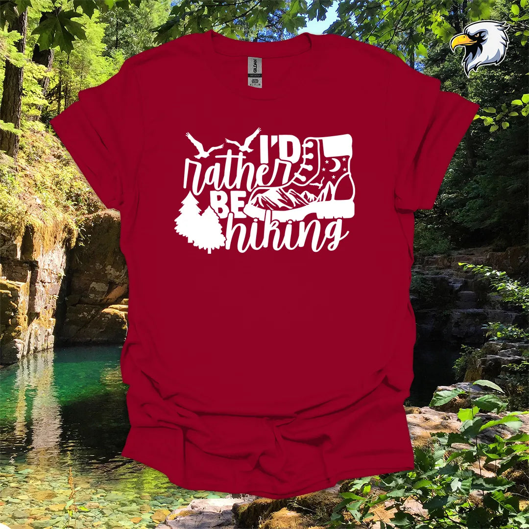 “I’d Rather Be Hiking” hiking t-shirt – Boot & Mountain Graphic