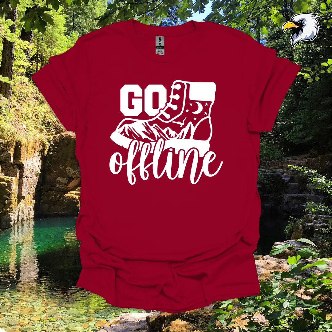“Go Offline” hiking t-shirt – Boot and Mountain Graphic