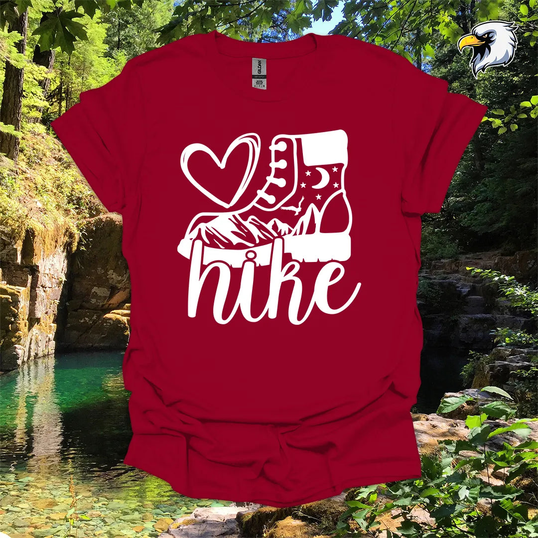 “Love Hike” hiking t-shirt – Boot and Mountain Graphic