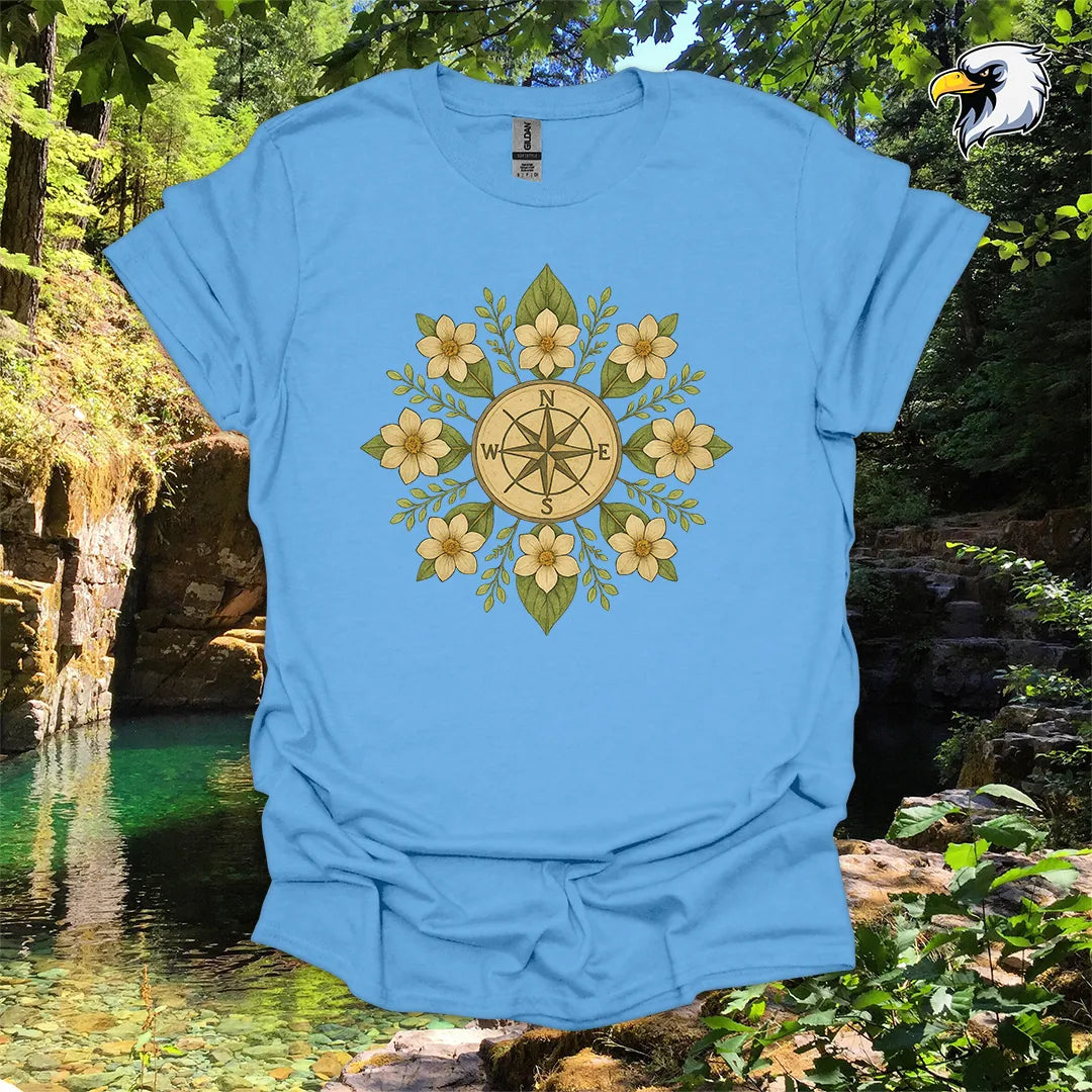 “Compass Rose” hiking t-shirt – Floral Mandala Design