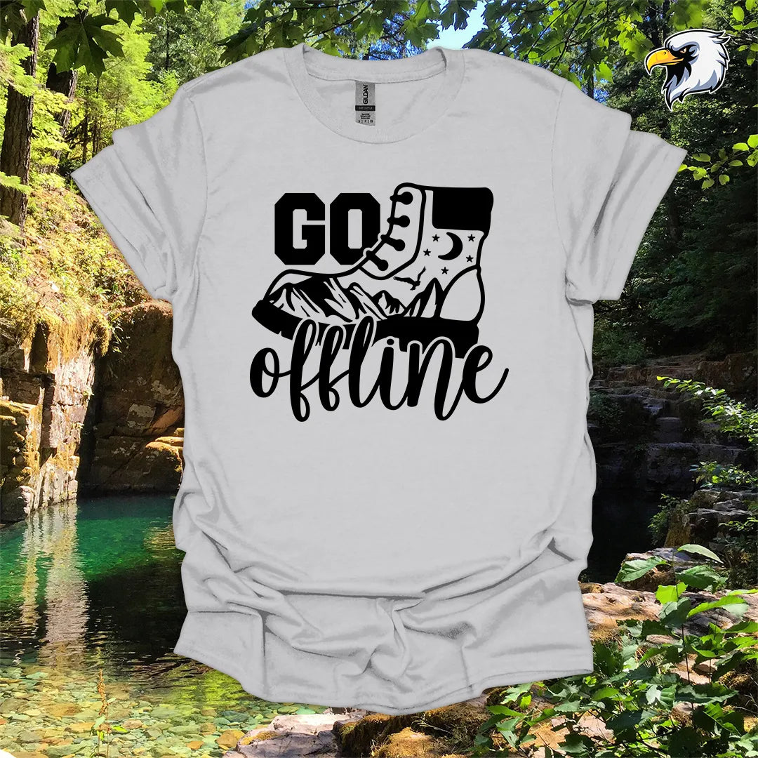 “Go Offline” hiking t-shirt – Boot and Mountain Graphic