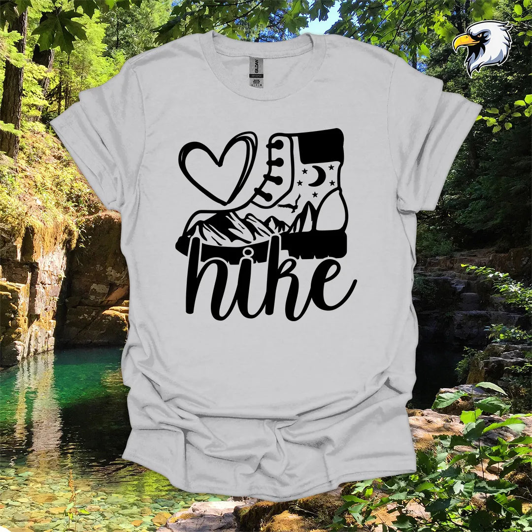 “Love Hike” hiking t-shirt – Boot and Mountain Graphic