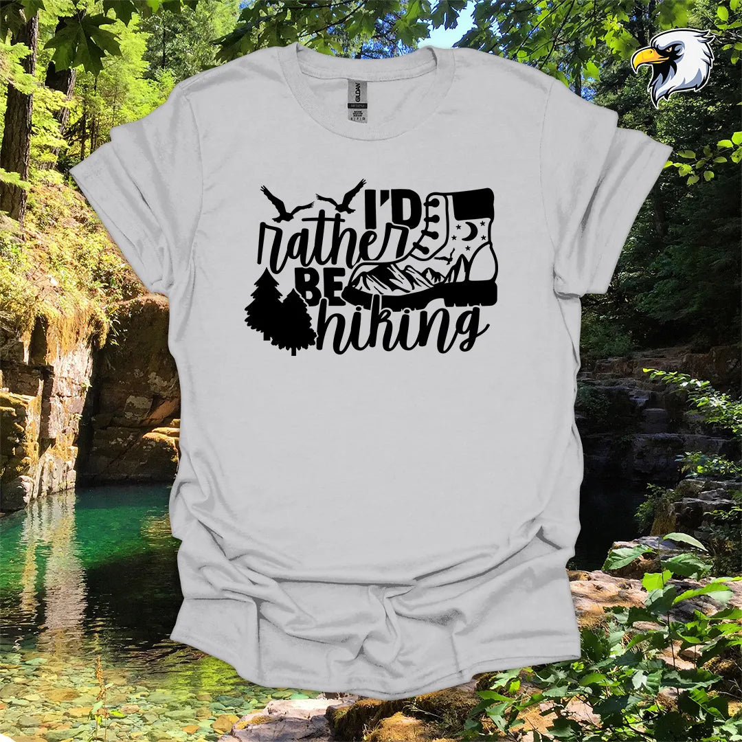 “I’d Rather Be Hiking” hiking t-shirt – Boot & Mountain Graphic