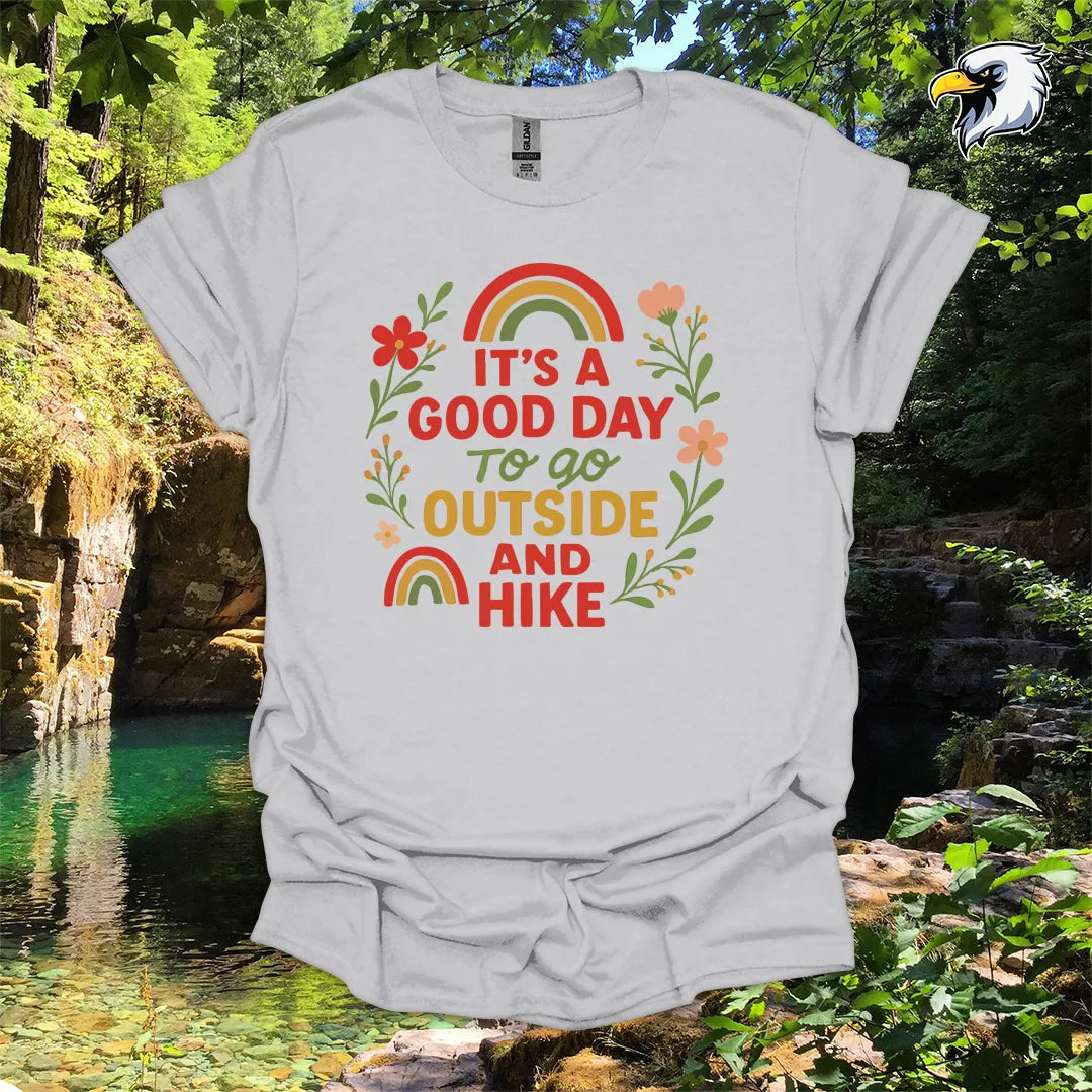 “It’s a Good Day to Go Outside and Hike” hiking t-shirt – Retro Floral Graphic