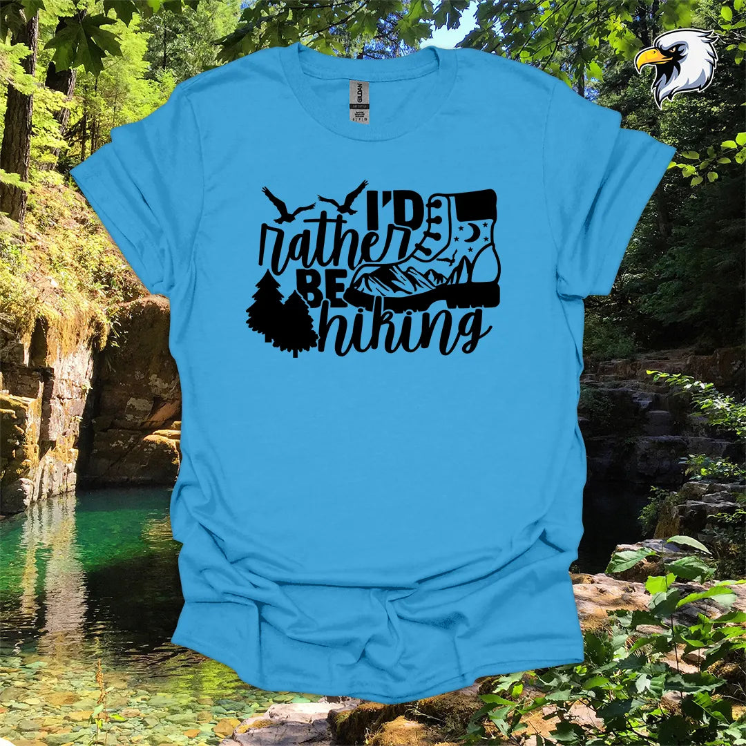 “I’d Rather Be Hiking” hiking t-shirt – Boot & Mountain Graphic