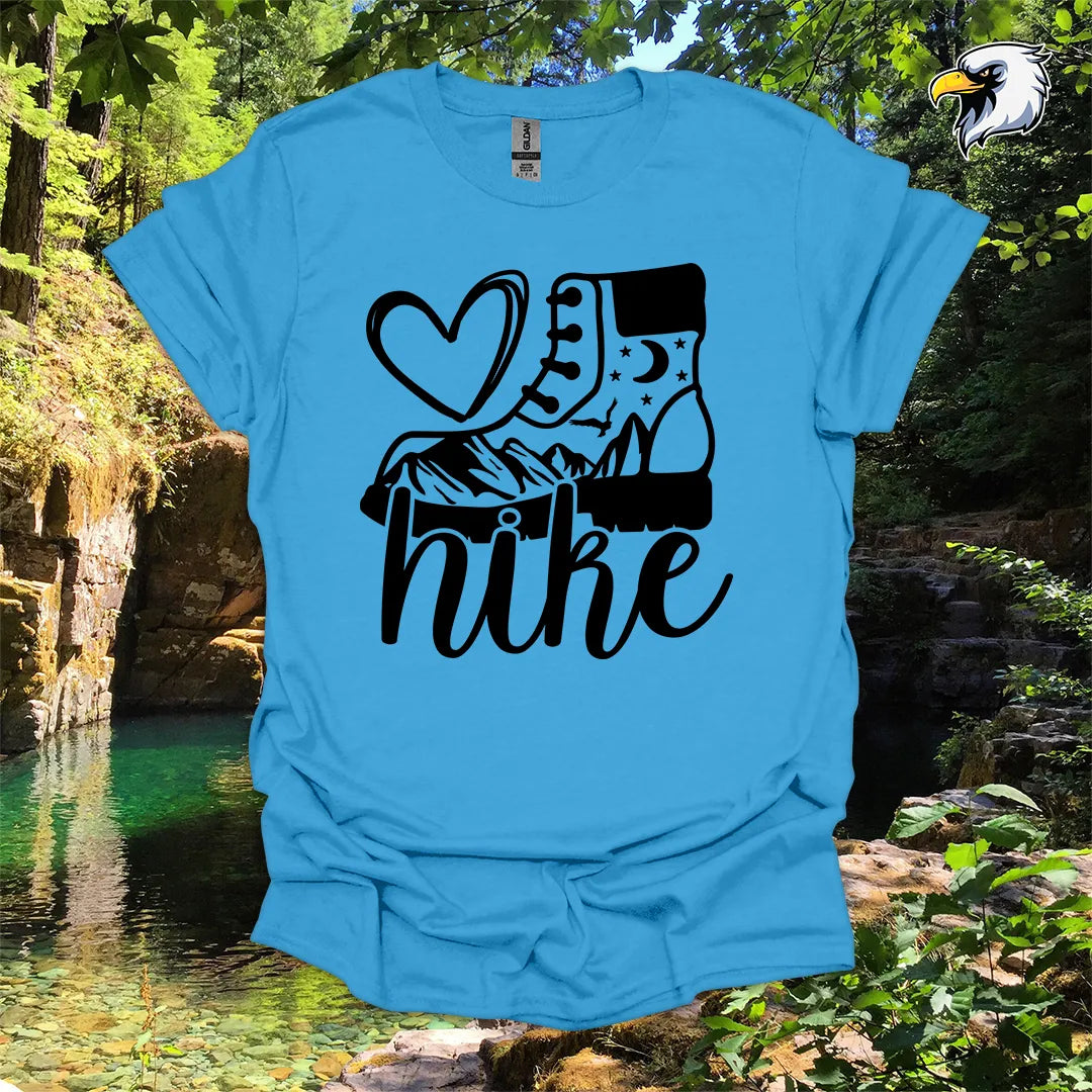 “Love Hike” hiking t-shirt – Boot and Mountain Graphic