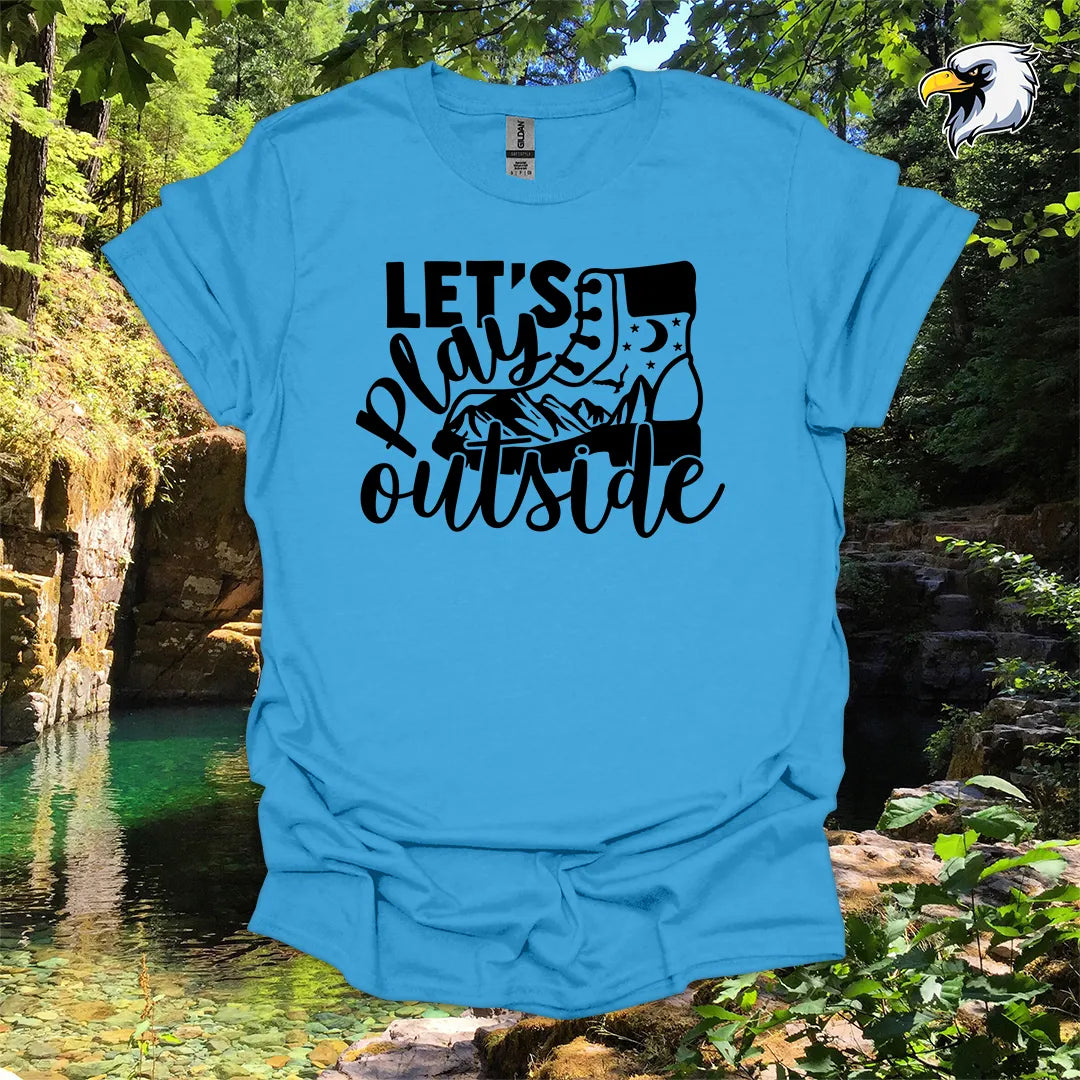 “Let’s Play Outside” hiking t-shirt – Mountain Boot Graphic