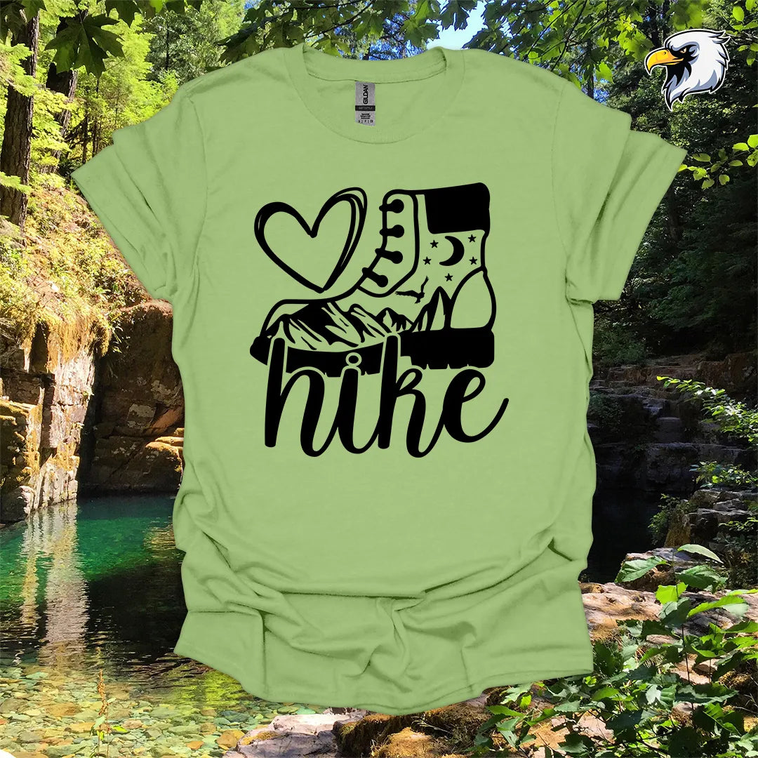 “Love Hike” hiking t-shirt – Boot and Mountain Graphic