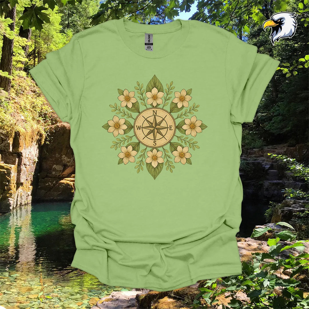 “Compass Rose” hiking t-shirt – Floral Mandala Design