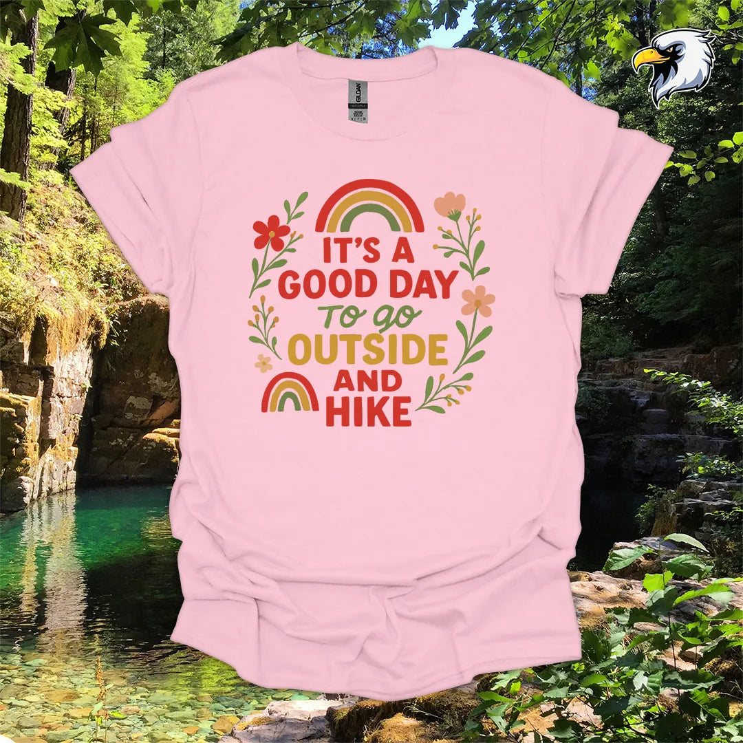 “It’s a Good Day to Go Outside and Hike” hiking t-shirt – Retro Floral Graphic