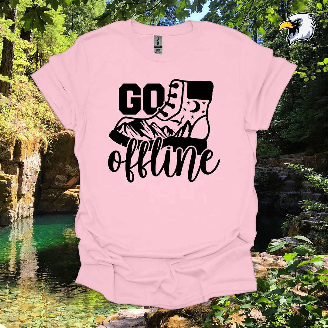 “Go Offline” hiking t-shirt – Boot and Mountain Graphic