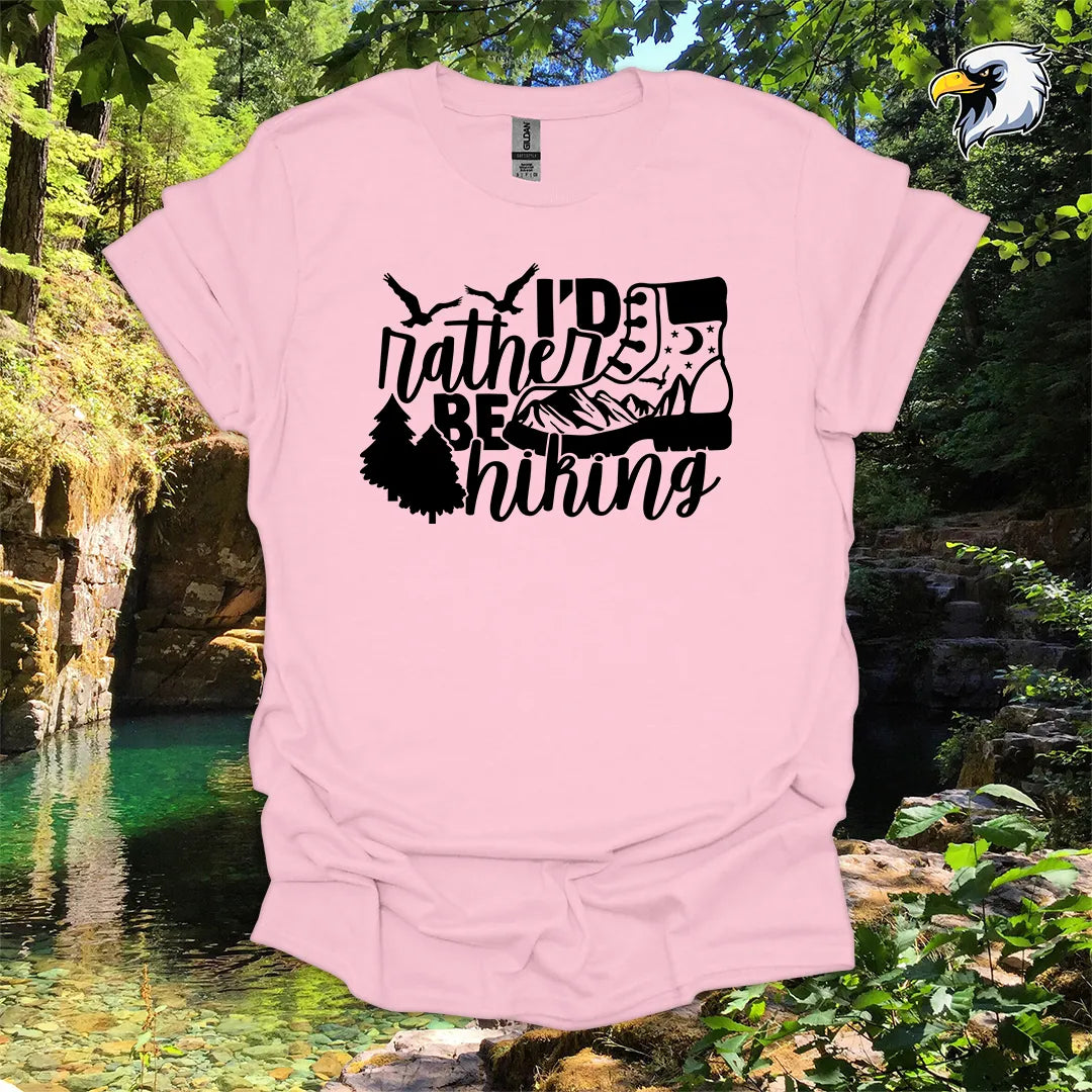 “I’d Rather Be Hiking” hiking t-shirt – Boot & Mountain Graphic