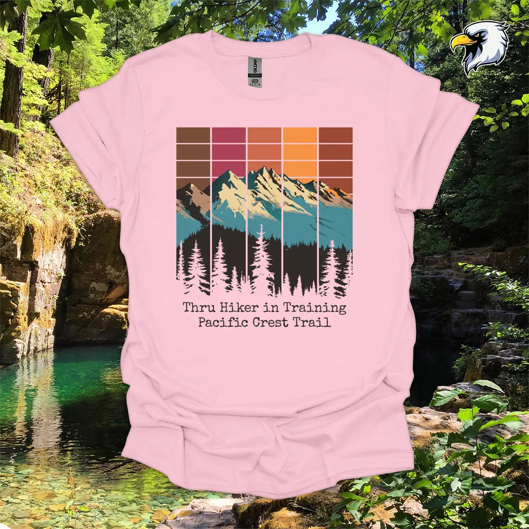 “Thru Hiker in Training Pacific Crest Trail” hiking t-shirt – Mountain Graphic