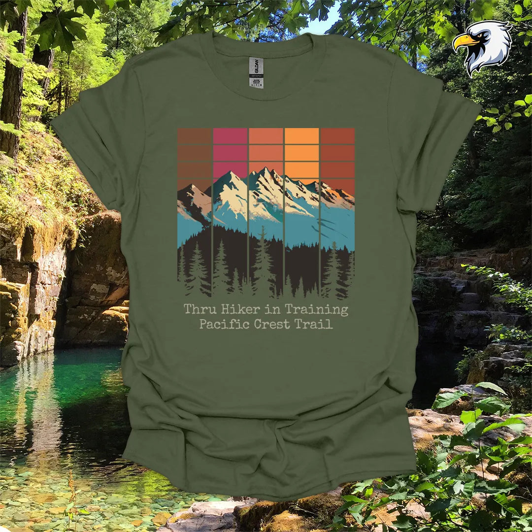 “Thru Hiker in Training Pacific Crest Trail” hiking t-shirt – Mountain Graphic