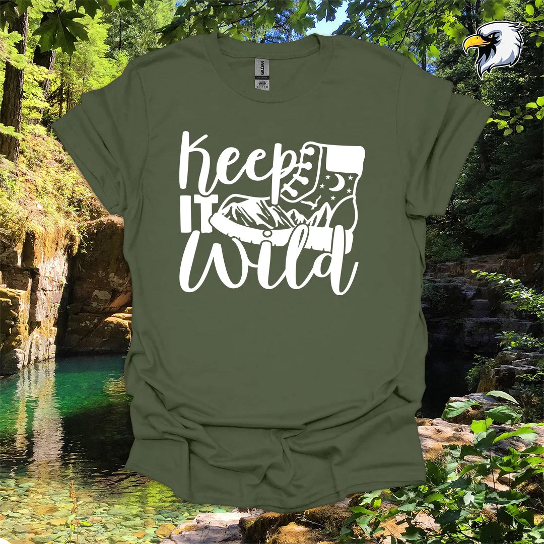 “Keep It Wild” hiking t-shirt – Boot and Mountain Graphic