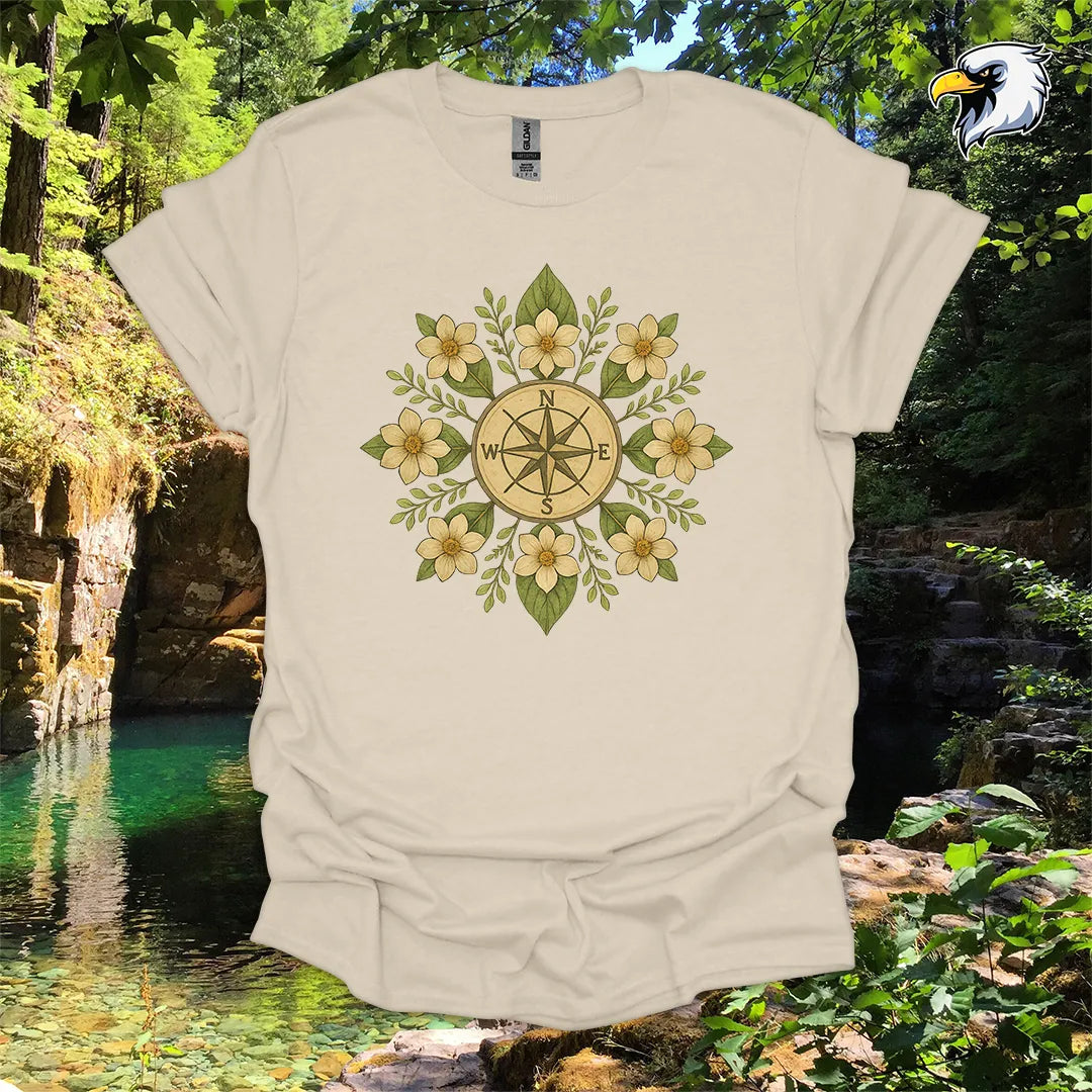 “Compass Rose” hiking t-shirt – Floral Mandala Design